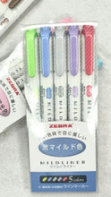 Load image into Gallery viewer, Zebra Mildliner Highlighter Broad and Fine Point Tip 5 Pack