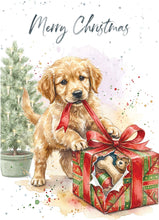 Load image into Gallery viewer, Golden Present Christmas Greeting Card
