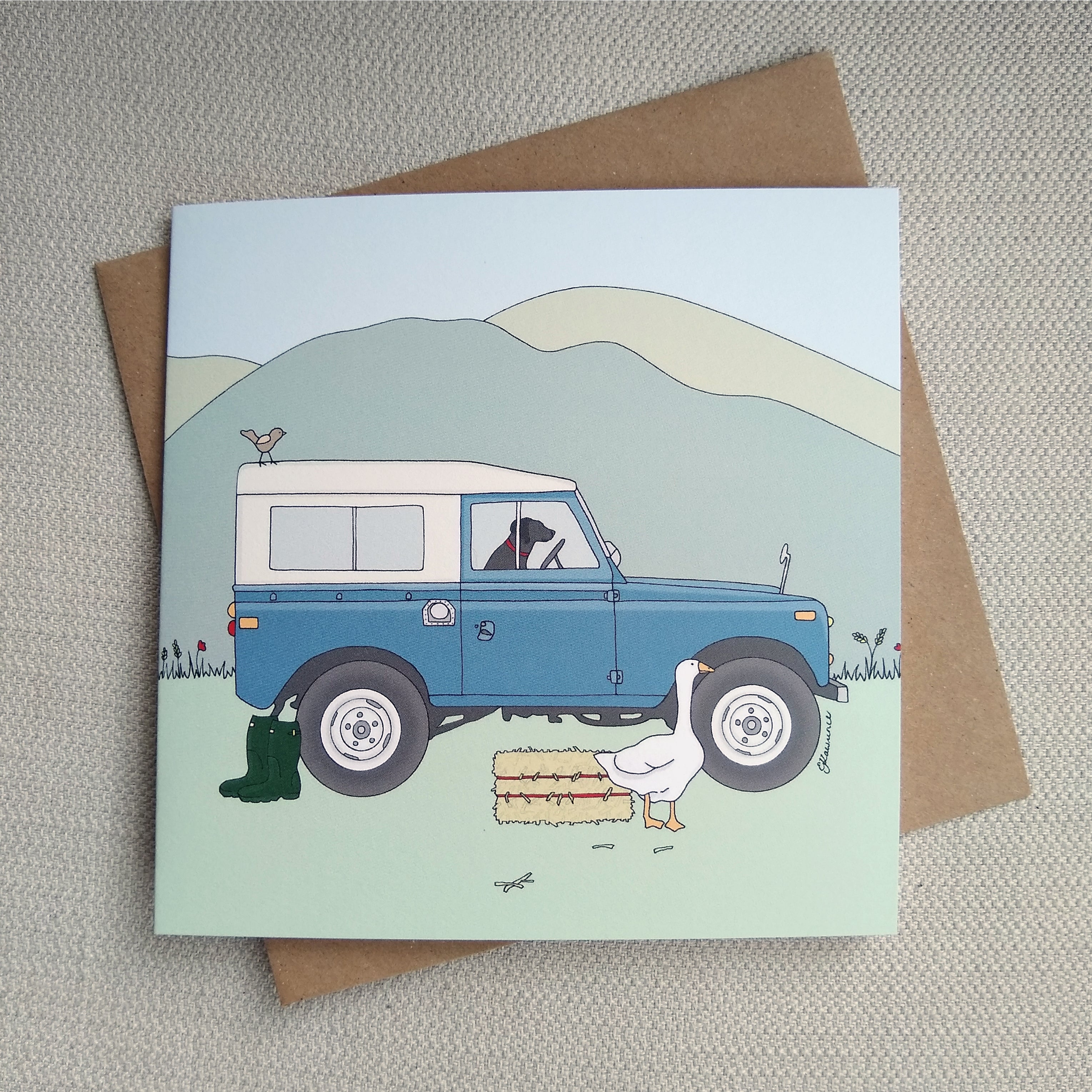 Land Rover Note Card Printable Card - Land Rover Series 3 with Black Lab and Goose – HouseResort ...